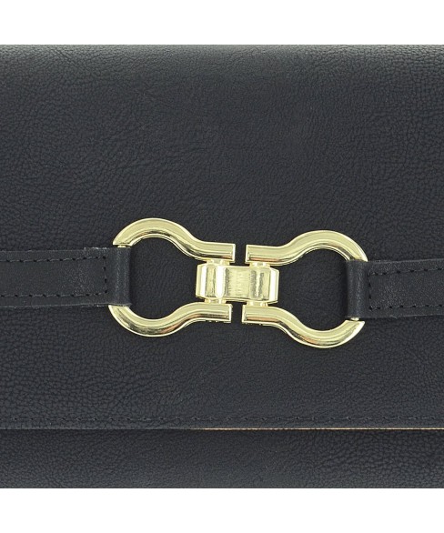 Buckle Fuax Leather Wallet On Chain