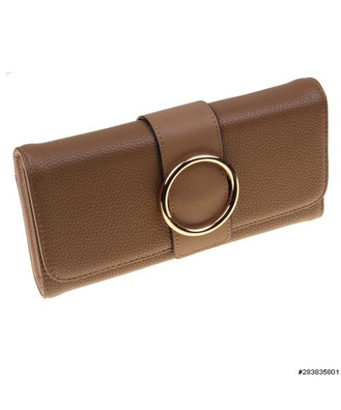 Polished Ring Textured Faux Leather Wallet