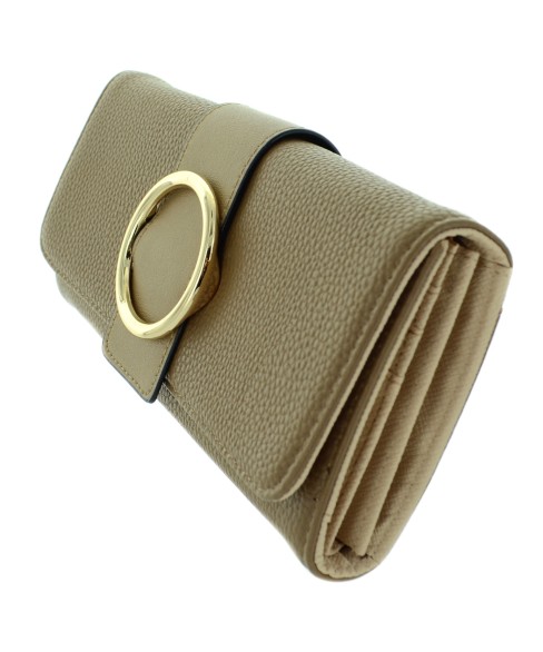 Polished Ring Textured Faux Leather Wallet