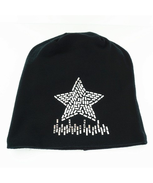 Double Layer Crystal Star Beanie
