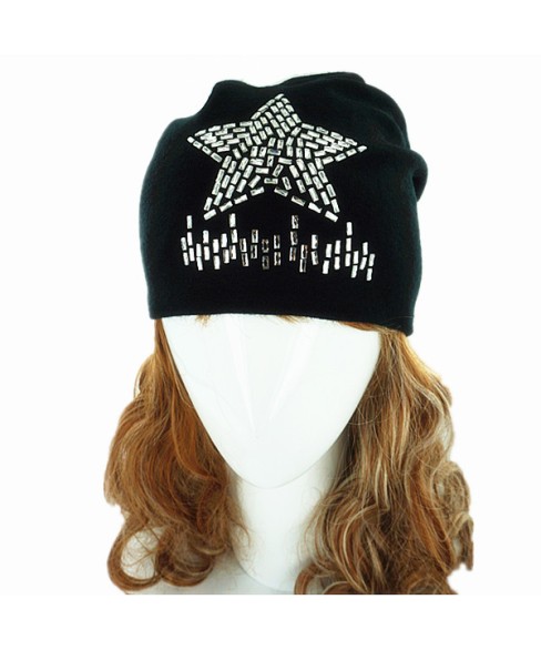 Double Layer Crystal Star Beanie