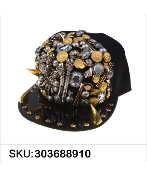 Unsex Studded & Skull Baseball Cap