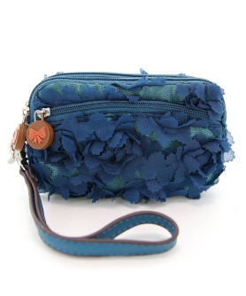 Floral Triple Compartment Wristlet Change Purse