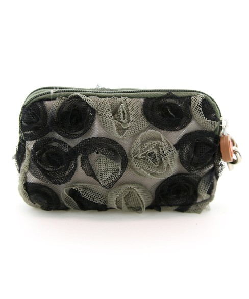 Floral Triple Compartment Wristlet Change Purse