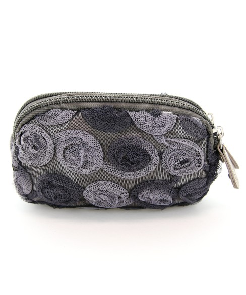 Floral Triple Compartment Wristlet Change Purse