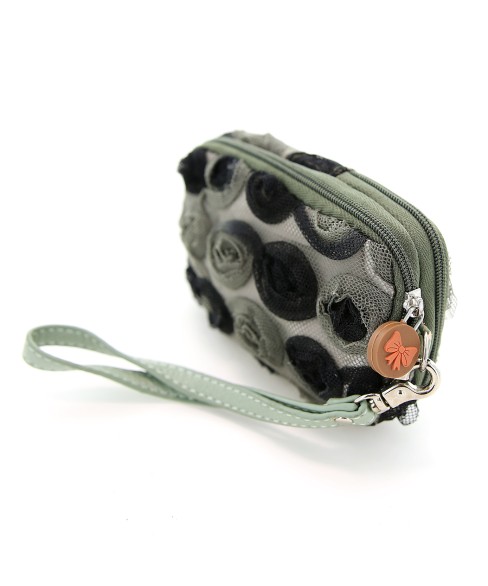 Floral Triple Compartment Wristlet Change Purse