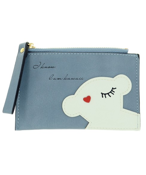 Kawaii Bear Faux Leather Zip Card Case