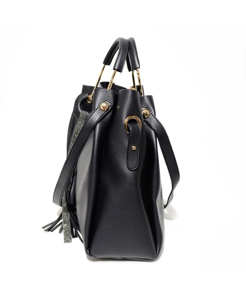 Removable Pouch Faux Leather Satchel