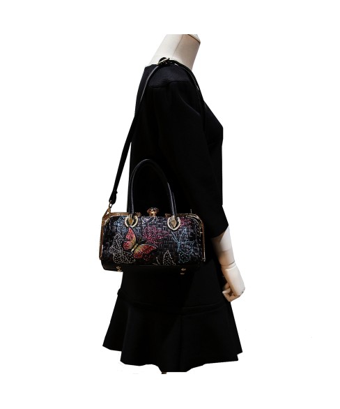 Top Carry Handles Buttrtfly Crystal Woven Bag