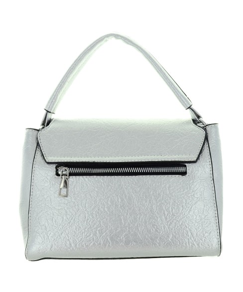 Crystal Deco Top Handle Faux Leather Satchel