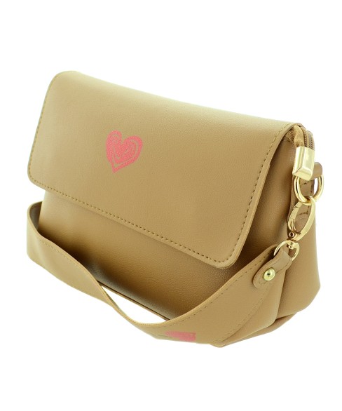 Love Heart Faux Leather Crossbody Bag