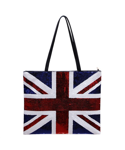 Over-the-shoulder Flag Sequin Tote