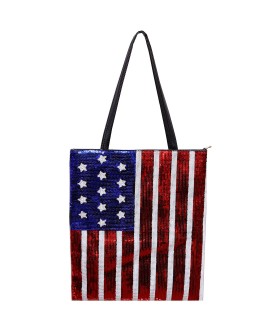 Over-the-shoulder Flag Sequin Tote