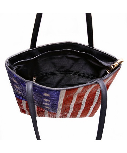 Over-the-shoulder Flag Sequin Tote