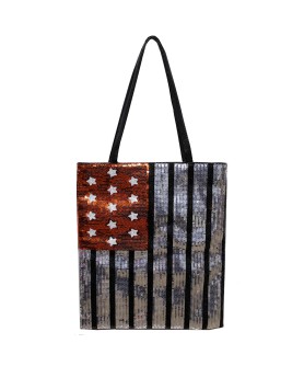 Over-the-shoulder Flag Sequin Tote