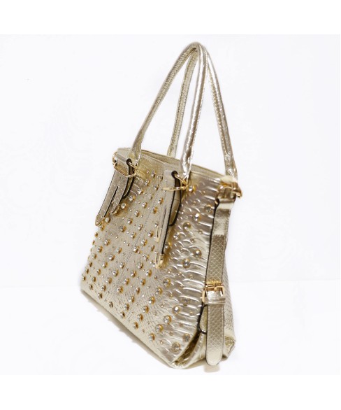 Metallic Crystal Rhinestone Studded Purse Bag