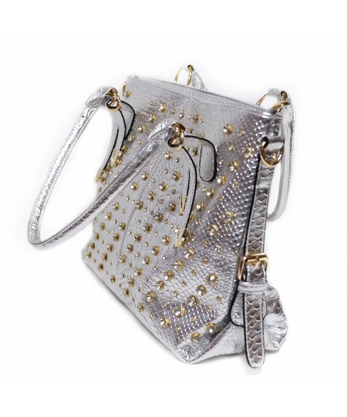 Metallic Crystal Rhinestone Studded Purse Bag