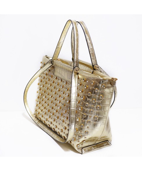 Metallic Crystal Rhinestone Studded Purse Bag