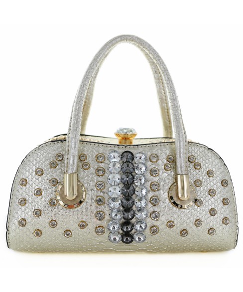 Metallic Crystal Rhinestone Studded Purse Bag