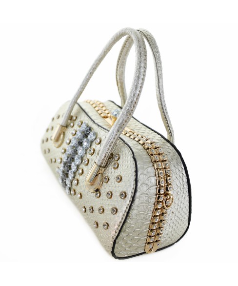 Metallic Crystal Rhinestone Studded Purse Bag