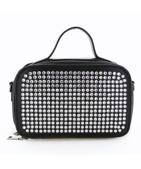 Rhinestone-Embellished Top Handle Clutch Bag