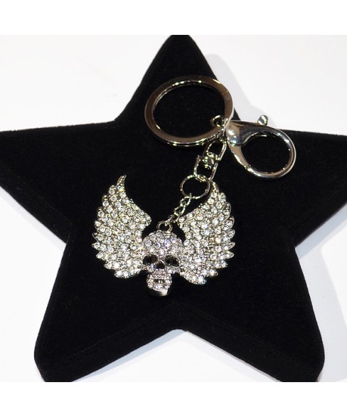 Crystal Flying Skull Bag Charm