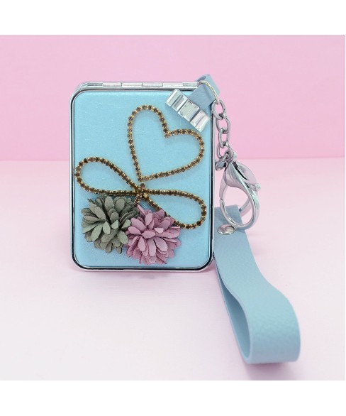 Crystal & Flowers Compact Mirror Bag Charms