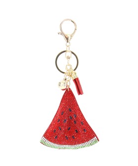 Glitter Crystal Watermelon Key Chain With Tassel