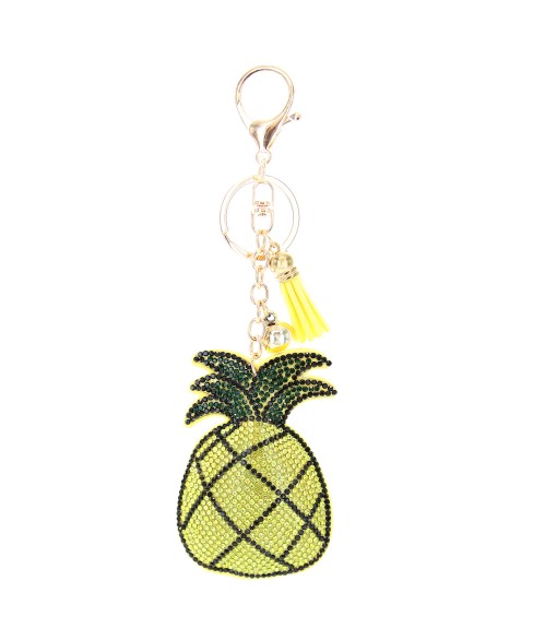 Glitter Crystal Pineapple Key Chain With Tassel