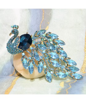 Peacock Crystal Brooch