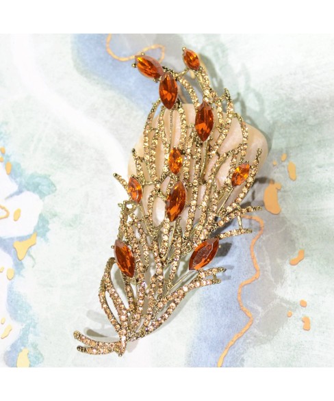 Leaf Crystal Brooch