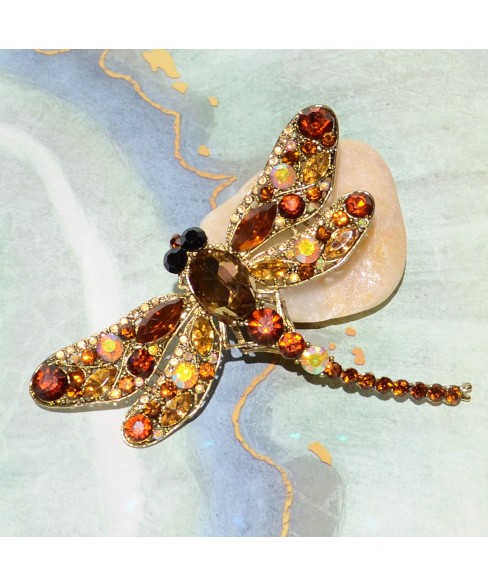 Dragonfly Crystal Brooch