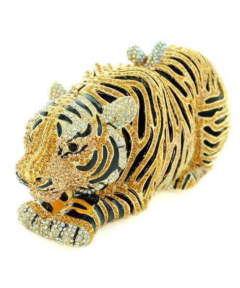 Crystal-Embellished Tiger Evening Clutch (Small)