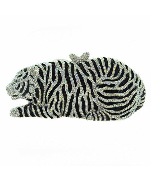 Crystal-Embellished Tiger Evening Clutch (Small)