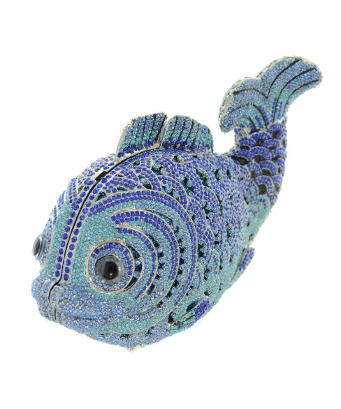 Crystal-Embellished Fish, Blue