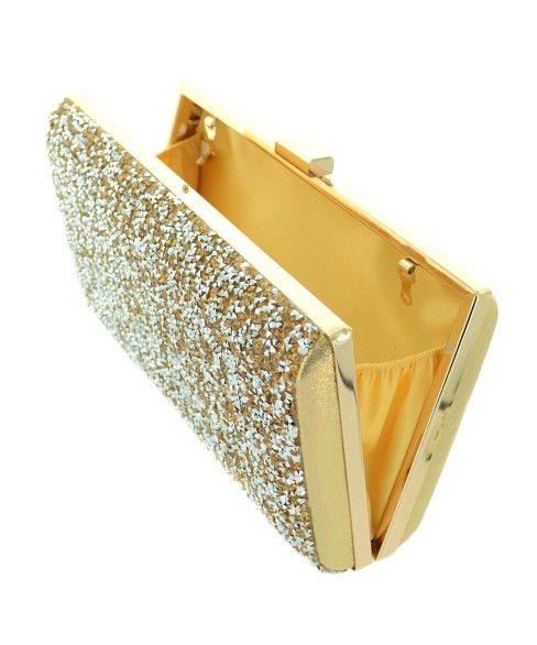 Shimmering Metallic Crystal Clutch