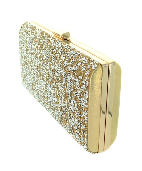 Shimmering Metallic Crystal Clutch