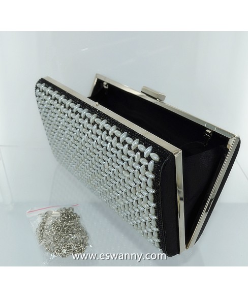 Crystal & Faux Pearl Clutch