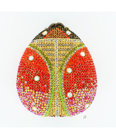 Glamorous Ladybug Crystal Clutch Bag