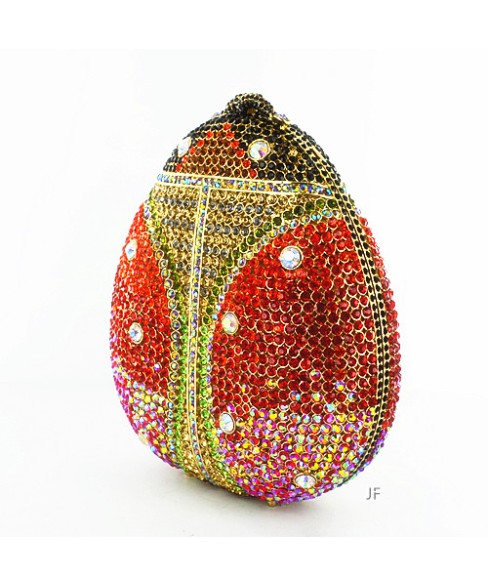 Glamorous Ladybug Crystal Clutch Bag