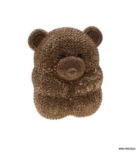 Crystal-Embellished Teddy Bear Evening Clutch