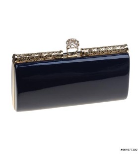 Liquid-Shine Vegan Patent Leather Frame Clutch