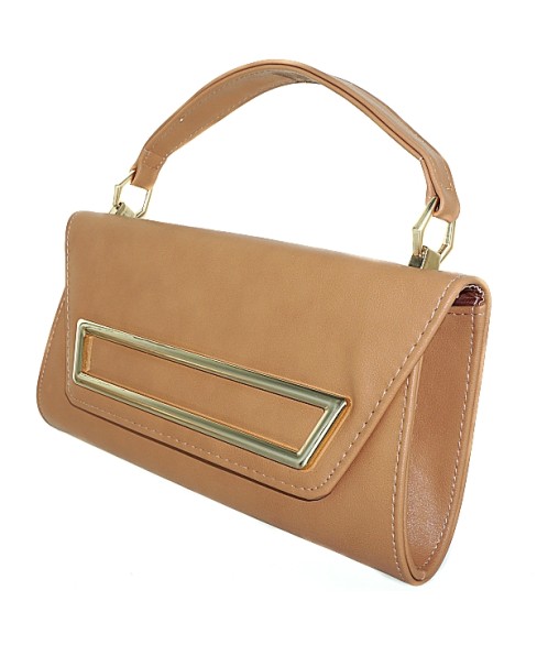 Elegant Feminine Top Handle Faux Leather Clutch