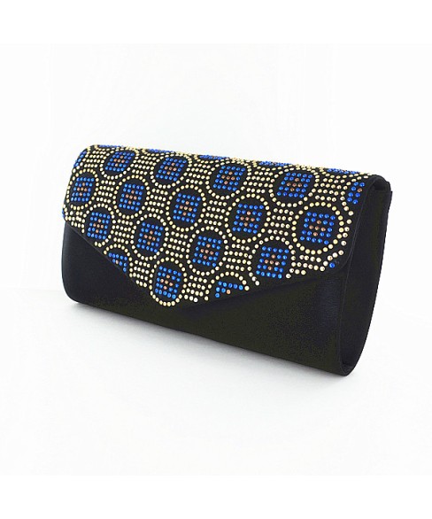 Studded Silk Like Stain Clutch