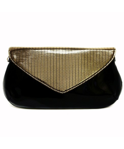 Metallic Faux Patent Leather Clutch