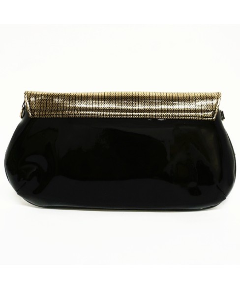 Metallic Faux Patent Leather Clutch