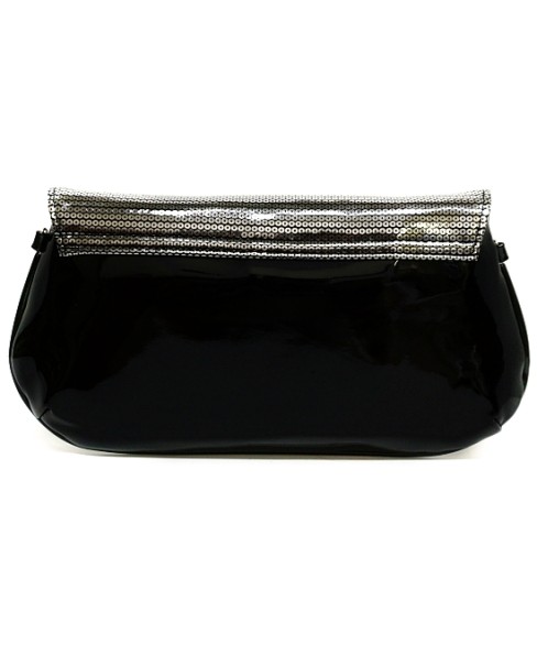 Metallic Faux Patent Leather Clutch