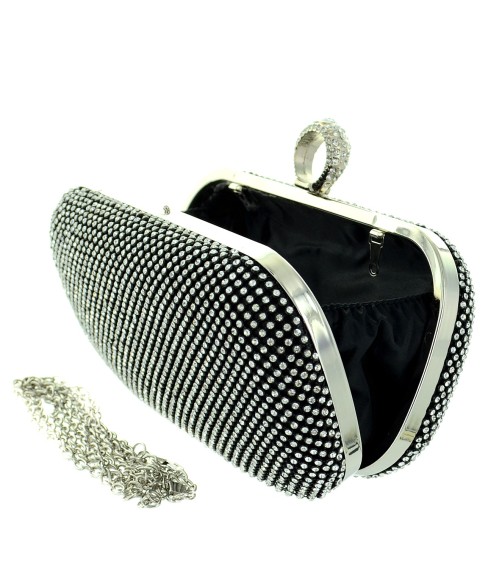 Dazzling Allover Rhinestone Ring Clutch