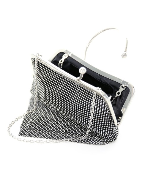 Ring Handle Rhinestone Clutch