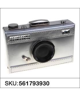 Camera Faux Patent Leathe, Silver